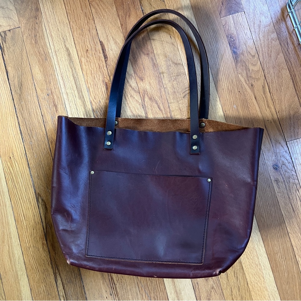 Portland leather brown tote bag
